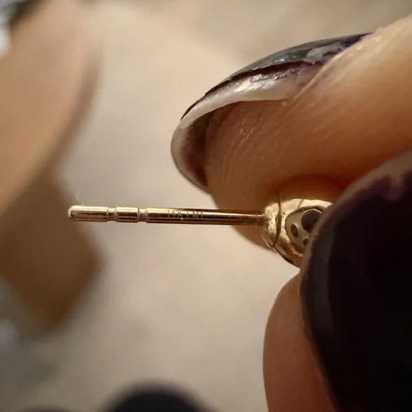 14K Gold Ball Earrings - Picture 4 of 4